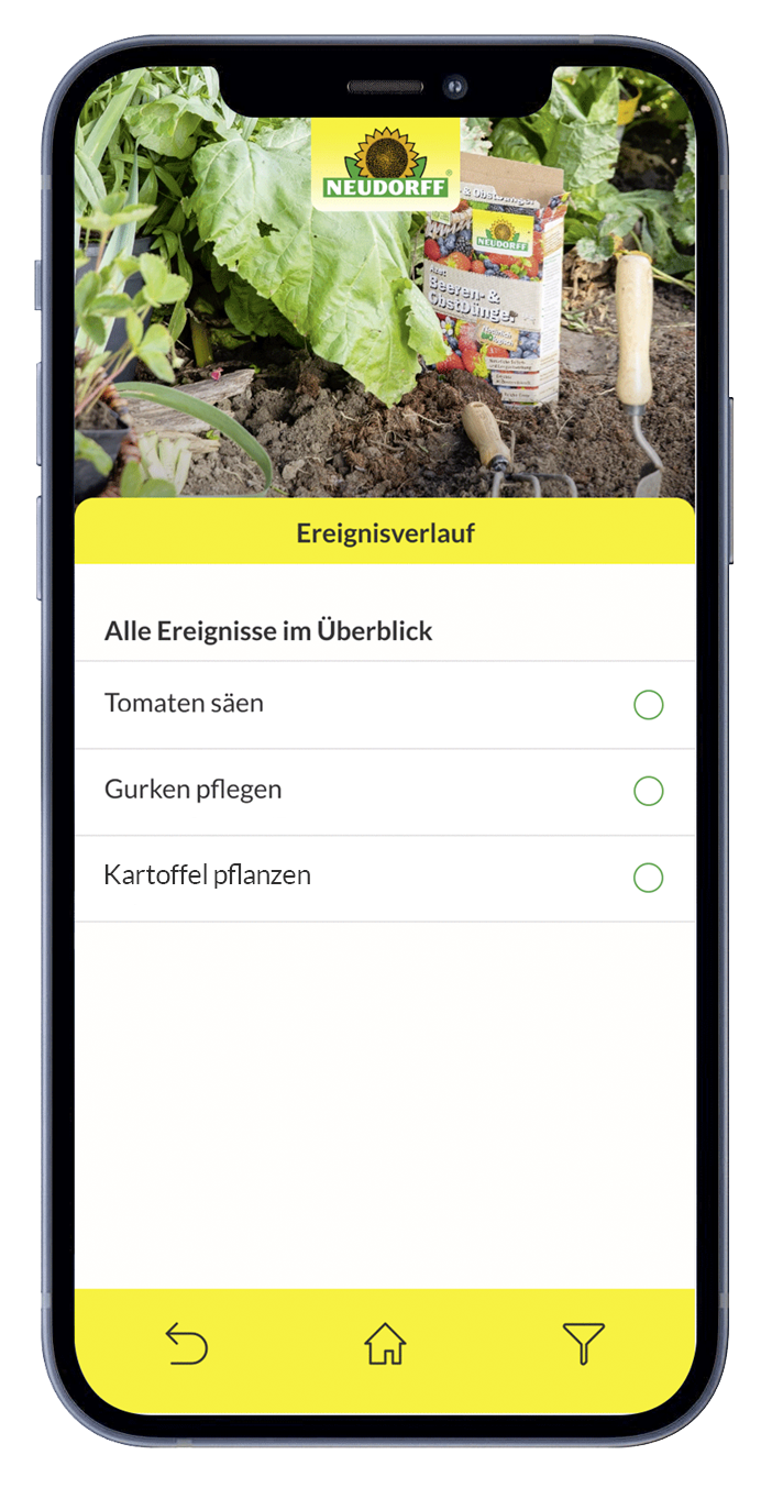 Screenshot der Garten-Kalender App